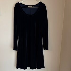 Soft Surroundings Blue Velvet long sleeve scoop neck Elegant Womens Dress large